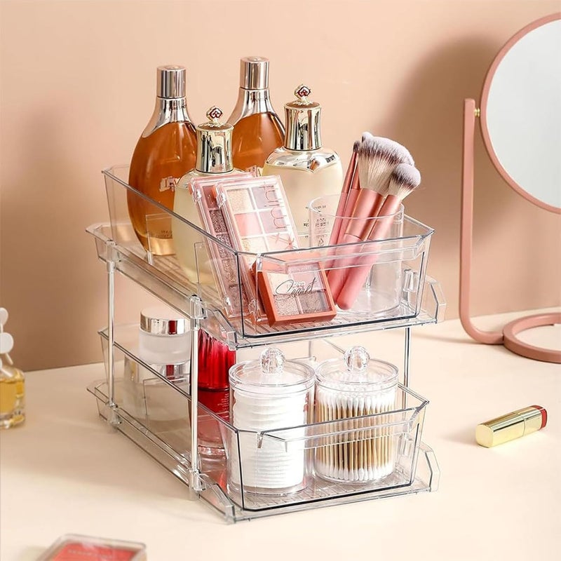 DIYOHFE 3PCS Acrylic Qtip Dispensers Holders With Clear lid, Clear Bathroom Round Countertop Storage Organizer Canister for Cotton Balls,Swabs,Pads,Bath Salts , Makeup Sponges,Tooth Floss - Image 3